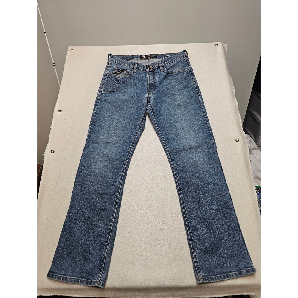 Ariat Rebar M4 Relaxed Boot Mens Jeans 34x34 Blue Denim Work Pants Medium Wash